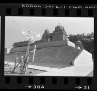 Construction of Hindu temple at 1600 Las Virgenes Canyon Rd., near Malibu, Calif., 1984
