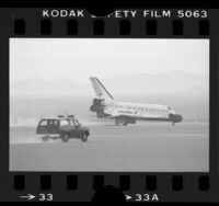 Space shuttle Discovery landing at Edwards Air Force Base, Calif., 1984