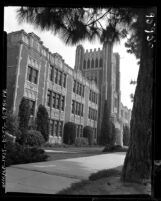 Know Your City No.150 Front of main building of John Marshall High School in the Los Feliz-Silver Lake district, Calif., 1956