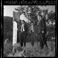 Three members of Atomic Energy Commission Board inspecting site of proposed nuclear power plant in Malibu, Calif., 1965