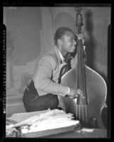 Negro Nite Life on Central Avenue...Series,  African American bass player in Los Angeles, Calif., 1938