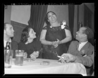 Negro Nite Life on Central Avenue..Series, clubgoers seated around table in Los Angeles, Calif., 1938