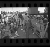 Wakeen Brown and Ralph C. Jackson dancing at 10th Annual Watts Towers Festival., Calif., 1986
