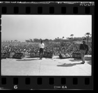 View from stage of crowd at Beach Scene Festival in Cabrillo Beach , Calif., 1986
