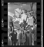 Demonstrators protesting Nguyen Cao Ky's visit to Los Angeles, Calif., 1970