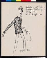 Cashin's illustrations of sweater designs for Ballantyne of Peebles titled "Cashmere cut and sew."