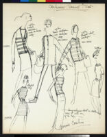 Cashin's illustrations of sweater designs for Ballantyne of Peebles including group labeled "Cashmere travel plot."