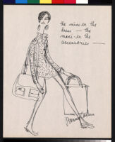 Cashin's memos and illustrations of "Cashin Carry" handbag designs for Coach.