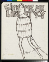 Cashin's design illustration titled "Give me me liberty" for use in "Americn Fashions and Fabrics."
