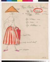 Cashin's illustrations of paper beach hat designs.
