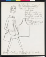 Cashin's illustrations of paper garments and rough sketches of paper accessory designs.