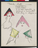 Cashin's illustrations of paper beach hat designs.