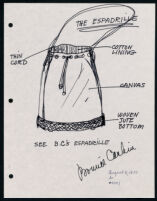 Notes, sketches, and brochure regarding Cashin's handbag designs.