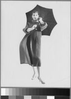 Memos, sketches, and photographs regarding Cashin's rainwear designs for Harris Raincoat Company.