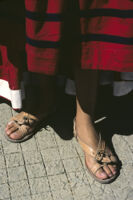 Ejutla de Crespo, leather sandals close-up, 1982