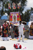 Juchitan, performers and festive decorations, 1982 or 1985