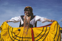 Ejutla de Crespo, woman displaying skirt, 1985