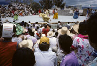 Ejutla de Crespo, spectators watching dancers on stage, 1982