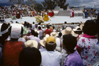 Ejutla de Crespo, spectators watching dancers on stage, 1982