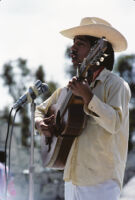 Huautla de Jimenez, man playing guitar, 1985