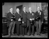 Board of Public Works members at dedication of Los Angeles City Hall, Calif., 1928