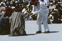 Mixistlán, performers kneeling, 1985