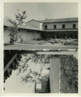 Rancho Los Cerritos, 2 views of restored house and courtyard, Long Beach, 1931