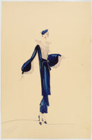 Robert Kalloch design : dark blue dress/suit, signed "Bobby Kalloch for Peggy Hamilton"