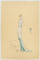 Robert Kalloch design : aqua dress dedicated to Peggy Hamilton