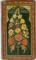Lacquered book cover, front cover, painted flower motif