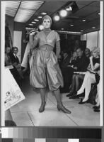 Black and white photographs of Cashin's fashion show at Sills and Co. showroom.