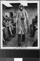 Black and white photographs of Cashin's fur coat designs for  H.B.A. Fur Corp.