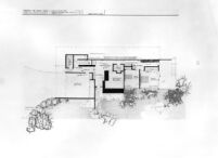 Grelling House, floor plan of ground floor with some landscaping