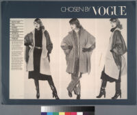 Oversized reprints of models wearing Cashin's fashion designs.