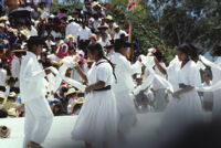 San Pedro Cajonos, dancers holding textile strips, 1985