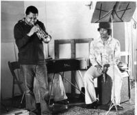 Bobby Bradford (trumpet) and James Newton (flute), 1976 [descriptive]