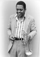 Bobby Bradford with trumpet, 1976 [descriptive]