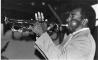 Blue Mitchell playing trumpet, 1977 [descriptive]