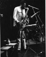 Frank Lowe playing saxophone, 1978 [descriptive]