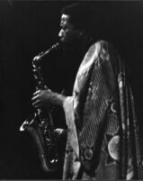 Oliver Lake playing saxophone, 1977 [descriptive]