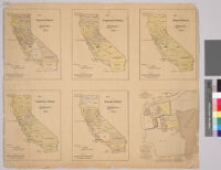 California political subdivisions maps showing senatorial, congressional, railroad, equalization, and assembly districts plus a map of San Francisco political subdivisions