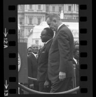 President Lyndon B. Johnson and Upper Voltian President Maurice Yaméogo, 1965 [12A]  [side view]
