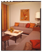 living room with artwork of birds