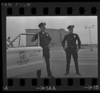 Police Officers await President Johnson at Century Plaza, 1967