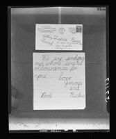 Letter from two Glendale children donating money to the rescue workers who attempted to save Kathy Fiscus, 1949.