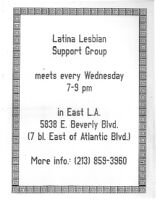 Flyer Announcing the Latina Lesbian Support Group