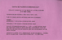 Flyer Announcing the Services of Centro de Mujeres/Connexxus East