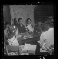 Students at University Elementary School discuss Ghana in classroom, 1958