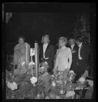 Norman B. Chandler with mother Marilyn Brant at Las Madrinas Ball. A. 1973.