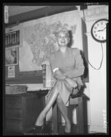 Barbara Payton in court to file for divorce from fourth husband, George Provas, Los Angeles, 1958